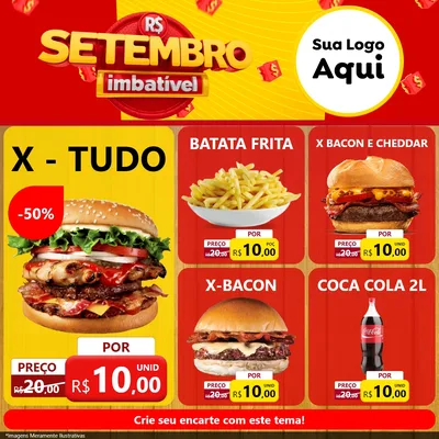 Modelo de Rede Social para Feed Facebook com o tema Setembro Imbatível para Hamburgueria