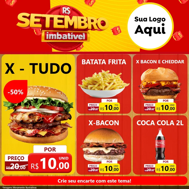 Modelo de Rede Social para Feed Facebook com o tema Setembro Imbatível para Hamburgueria