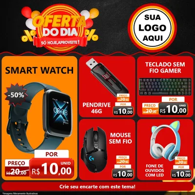 Modelo de Rede Social para Feed Facebook com o tema Oferta do Dia - Só hoje, Aproveite! para Informática