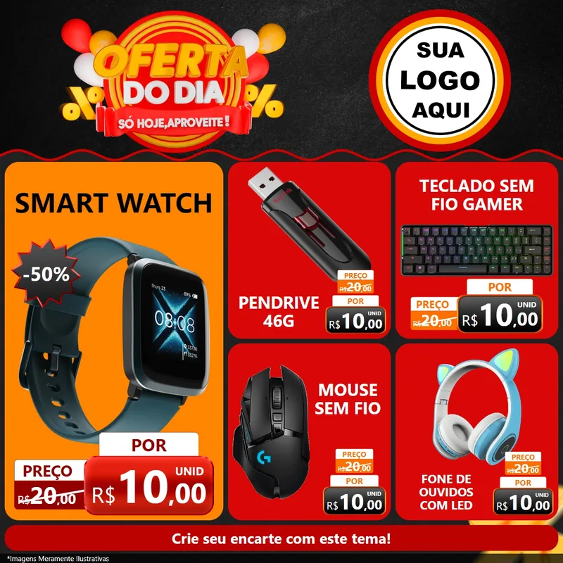 Modelo de Rede Social para Feed Facebook com o tema Oferta do Dia - Só hoje, Aproveite! para Informática