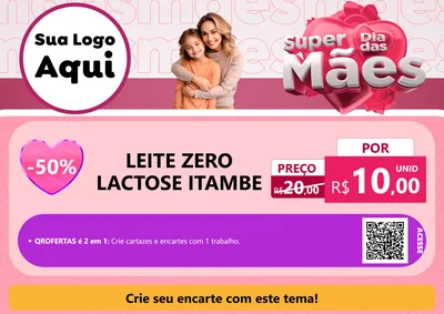 Modelo de Cartaz para Cartaz A4 Horizontal com o tema Super Dia Das Mães para Frios e Laticínios
