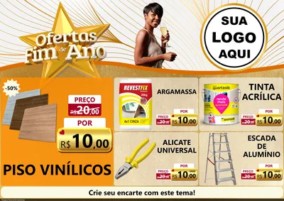 Modelo de Encarte para Encarte A4 Horizontal com o tema Ofertas Fim de Ano para Material para Construção