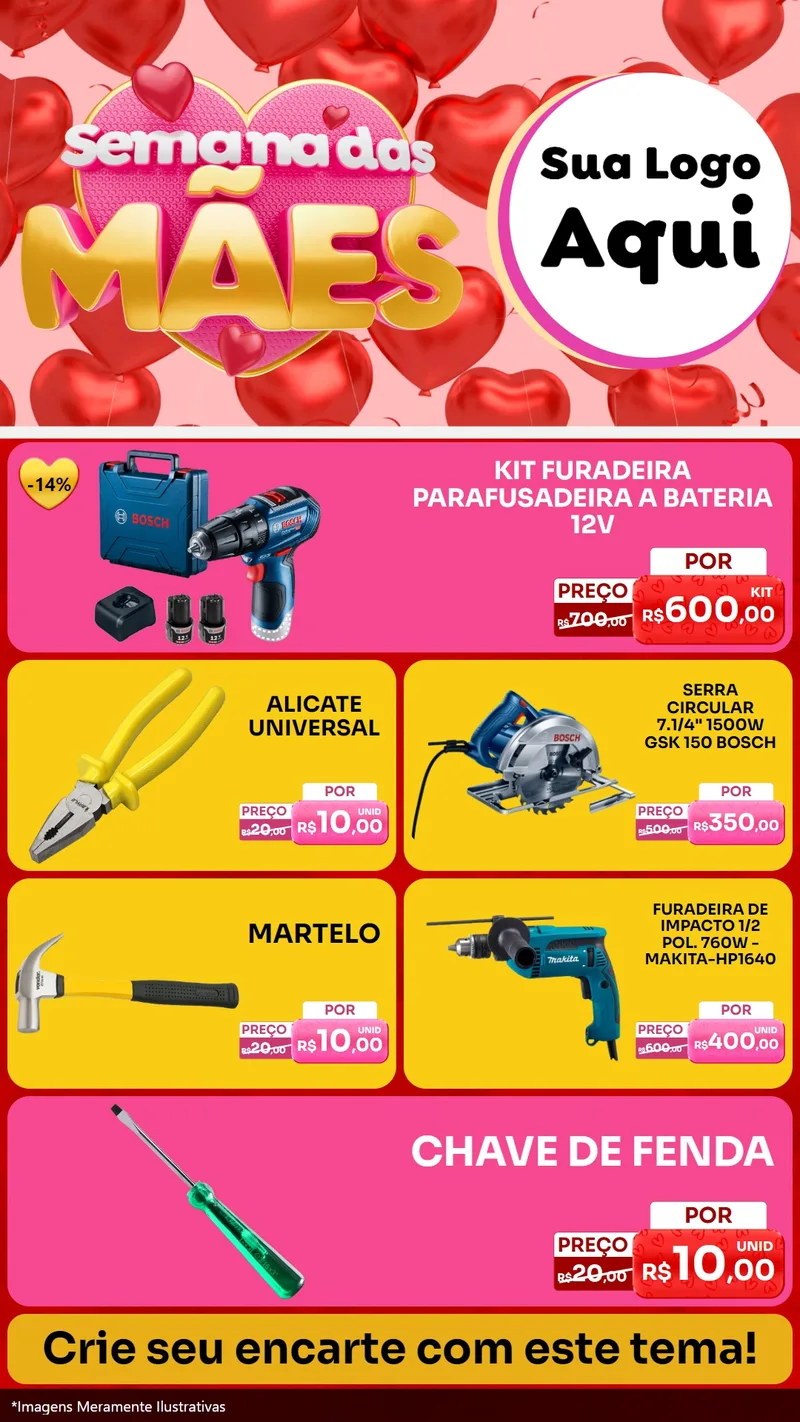 Modelo de TV para TV Vertical com o tema Semana Das Mães para Maquinas e Ferramentas