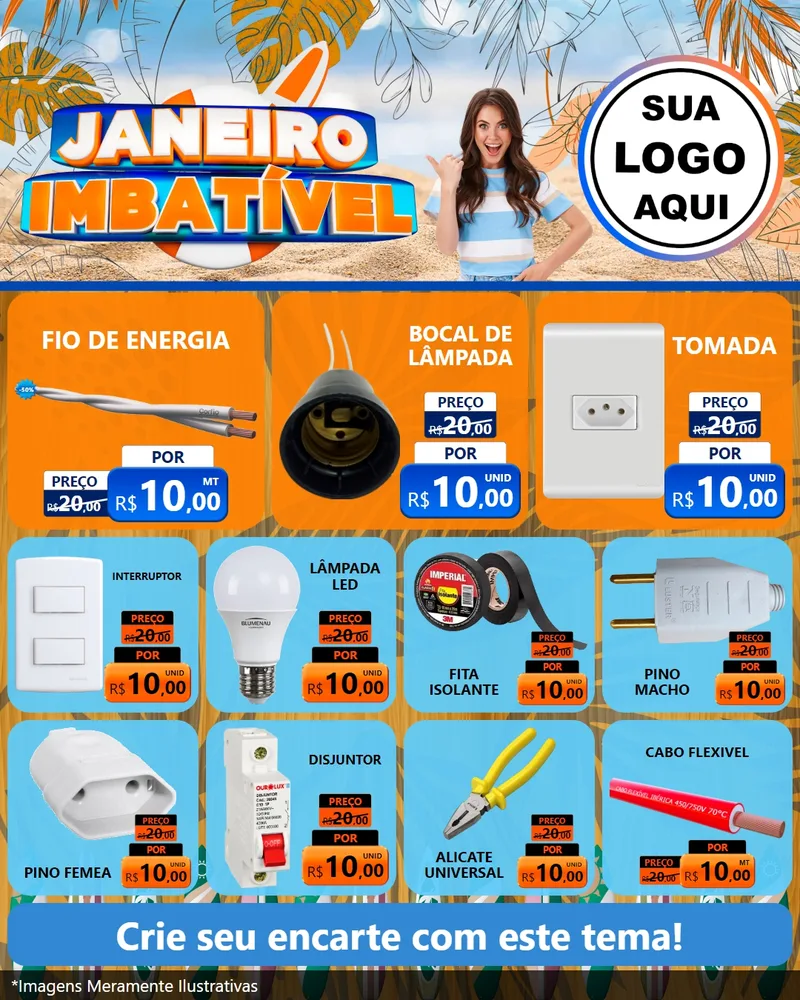 Modelo de Rede Social para Feed Instagram com o tema Janeiro Imbatível para Materiais Elétricos