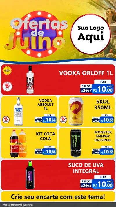 Modelo de TV para TV Vertical com o tema Ofertas de Julho para Distribuidora de bebidas