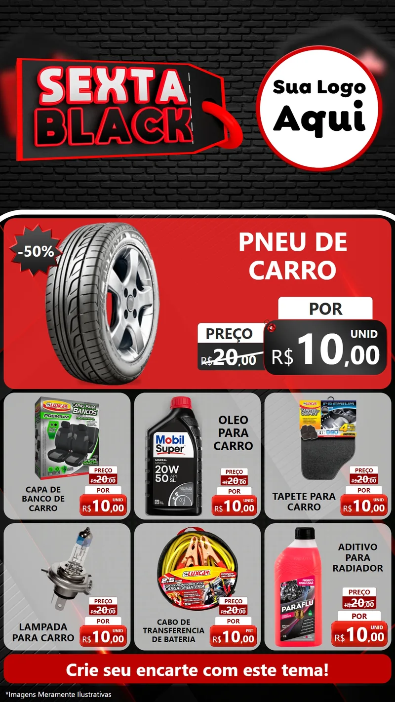 Modelo de Rede Social para Stories com o tema Sexta Black para Auto peças