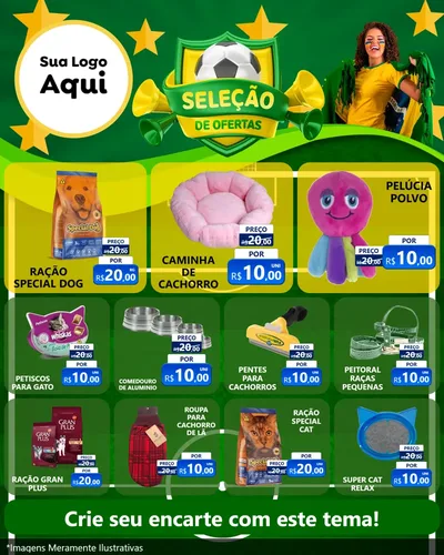 Modelo de Rede Social para Feed Instagram com o tema Seleção de Ofertas - Copa para Pet Shop