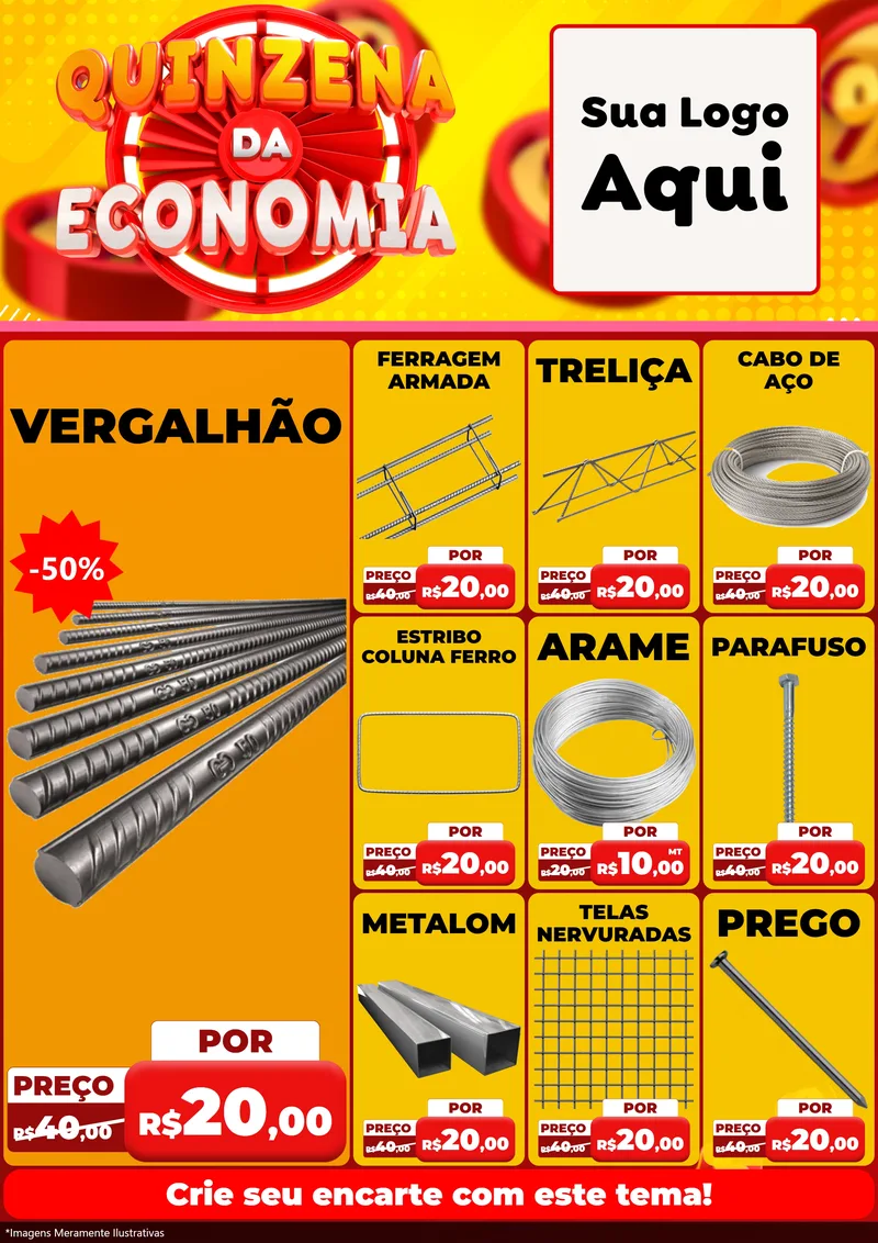 Modelo de Encarte para Encarte A4 Vertical com o tema Quinzena Da Economia para Ferragens