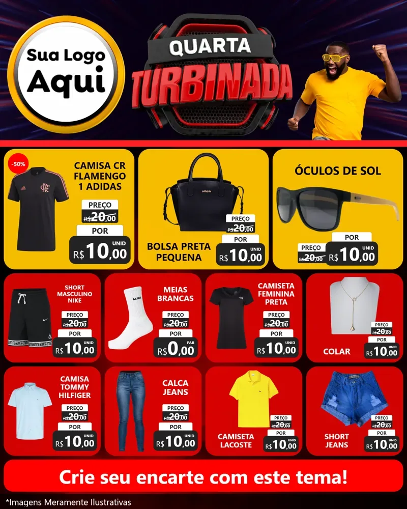 Modelo de Rede Social para Feed Instagram com o tema Quarta Turbinada para Roupas e acessórios