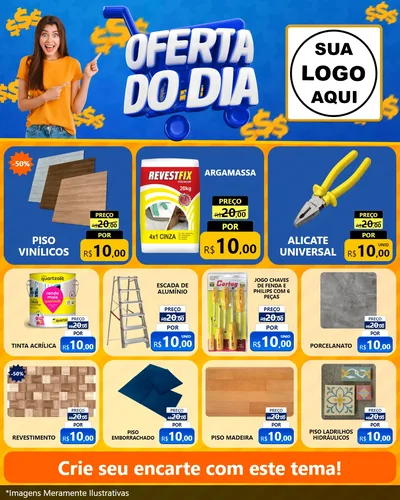 Modelo de Rede Social para Feed Instagram com o tema Oferta do Dia para Material para Construção