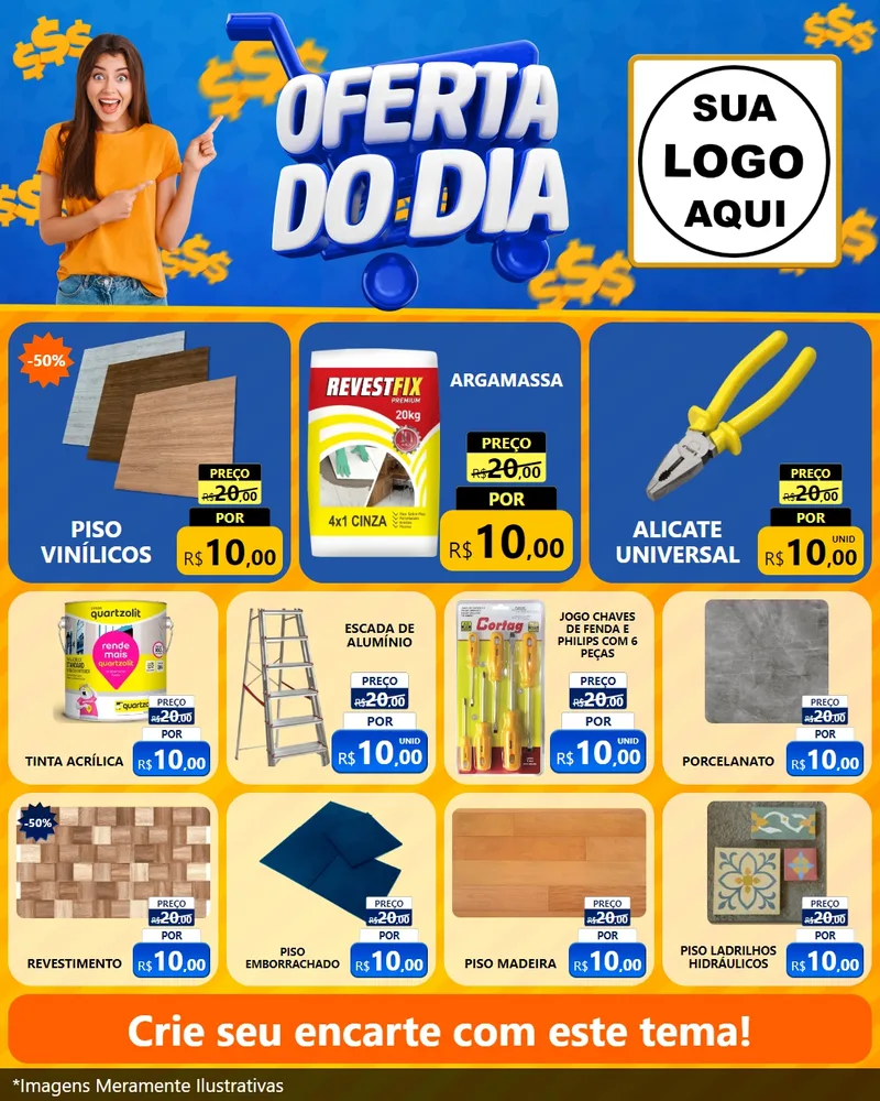 Modelo de Rede Social para Feed Instagram com o tema Oferta do Dia para Material para Construção