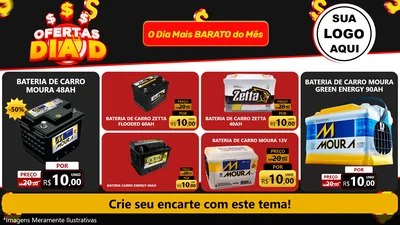 Modelo de TV para TV Horizontal com o tema Ofertas Dia D para Baterias Elétricas