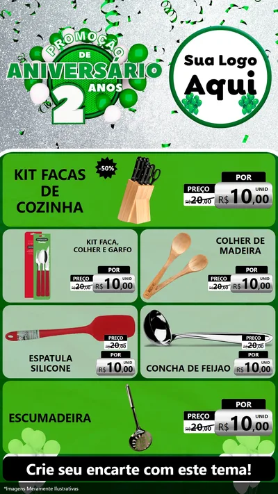 Modelo de TV para TV Vertical com o tema Promoção de Aniversário - 2 Anos para Utilidades Domésticas