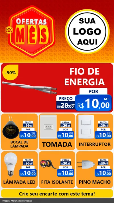 Modelo de Rede Social para Stories com o tema Ofertas do Mês para Materiais Elétricos