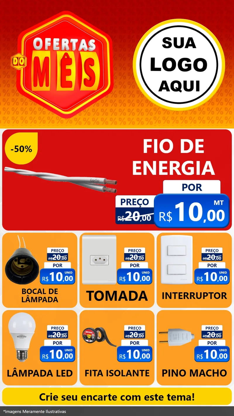 Modelo de Rede Social para Stories com o tema Ofertas do Mês para Materiais Elétricos