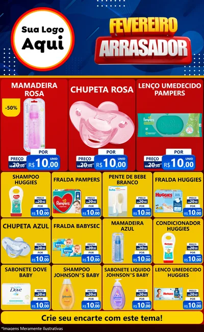 Modelo de Encarte para Encarte Grande com o tema Fevereiro Arrasador para Bebês