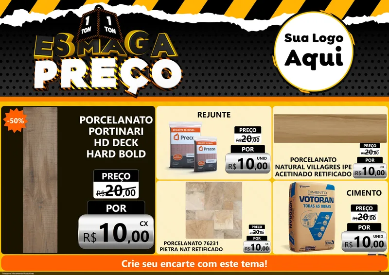 Modelo de Encarte para Encarte A4 Horizontal com o tema Esmaga Preço para Pisos e revestimentos