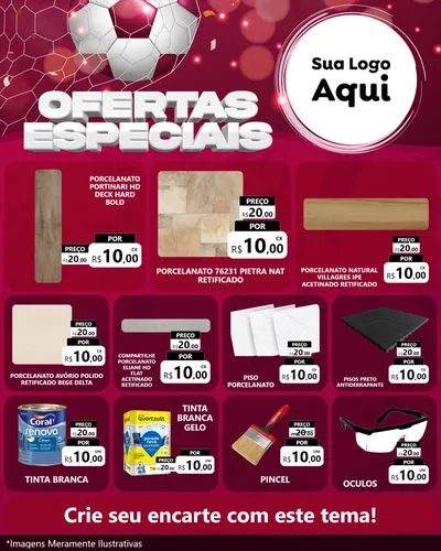 Modelo de Rede Social para Feed Instagram com o tema Ofertas Especiais - Futebol para Pisos e revestimentos