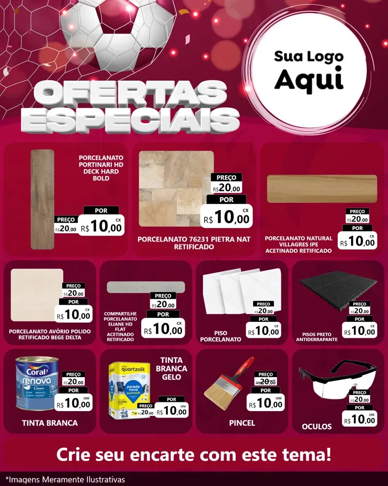 Modelo de Rede Social para Feed Instagram com o tema Ofertas Especiais - Futebol para Pisos e revestimentos