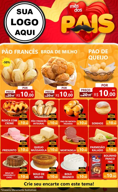 Modelo de Encarte para Encarte Grande com o tema Mês Dos Pais para Padaria