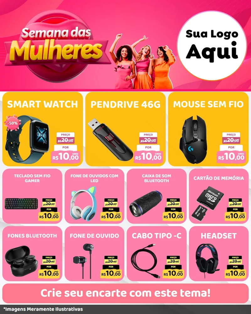 Modelo de Rede Social para Feed Instagram com o tema Semana das Mulheres para Informática