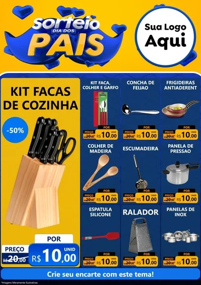 Modelo de Encarte para Encarte A4 Vertical com o tema Sorteio Dia dos Pais para Utilidades Domésticas