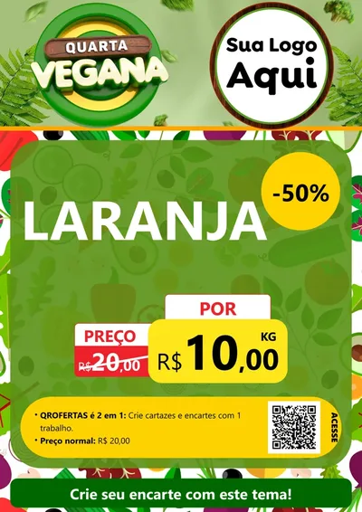 Modelo de Cartaz para Cartaz A4 Vertical com o tema Quarta Vegana para Hortifrúti