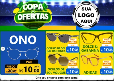 Modelo de Encarte para Encarte A4 Horizontal com o tema Copa de Ofertas para Óticas