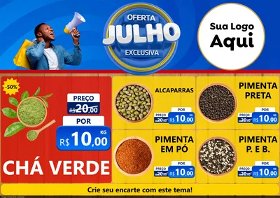 Modelo de Encarte para Encarte A4 Horizontal com o tema Oferta Exclusiva, Julho para Produtos Naturais