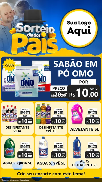 Modelo de Rede Social para Stories com o tema Sorteio Dia Dos Pais para Produtos de Limpeza
