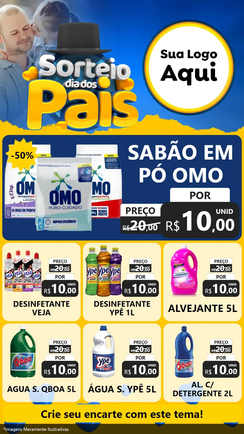 Modelo de Rede Social para Stories com o tema Sorteio Dia Dos Pais para Produtos de Limpeza