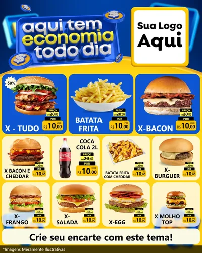 Modelo de Rede Social para Feed Instagram com o tema Aqui Tem Economia Todo Dia para Hamburgueria