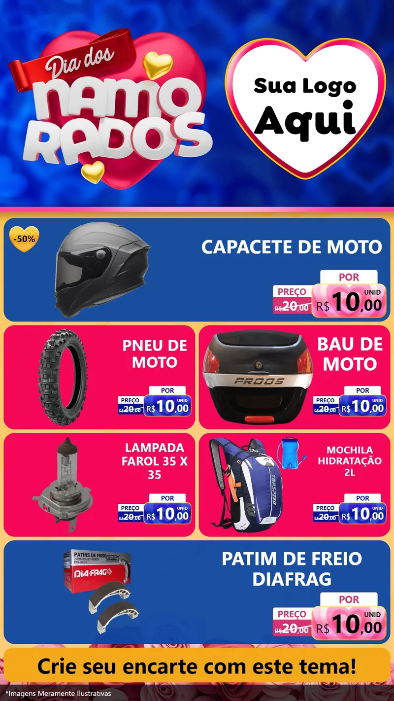 Modelo de TV para TV Vertical com o tema Dia dos namorados para Moto peças