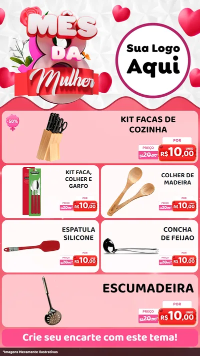 Modelo de TV para TV Vertical com o tema Mês da Mulher para Utilidades Domésticas