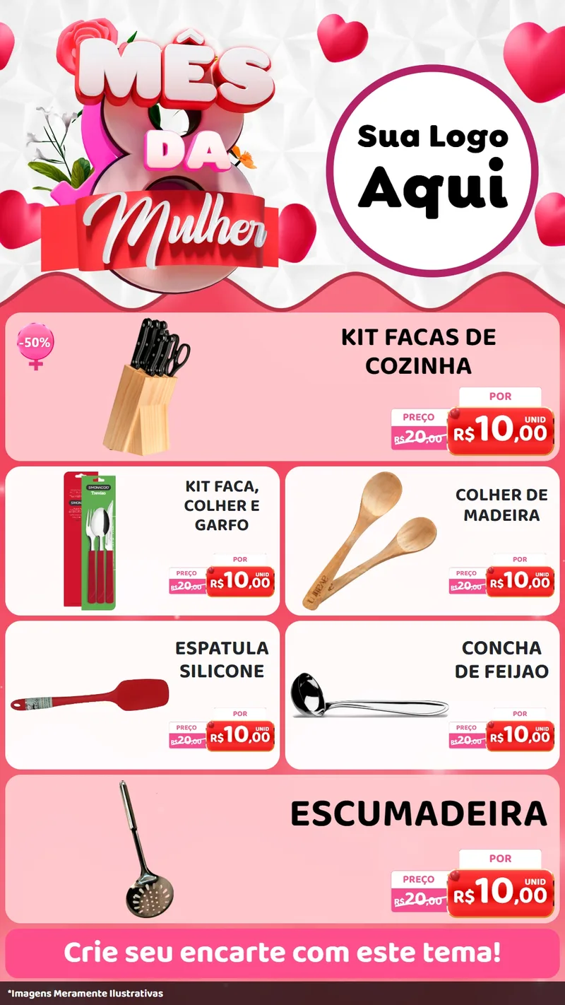 Modelo de TV para TV Vertical com o tema Mês da Mulher para Utilidades Domésticas