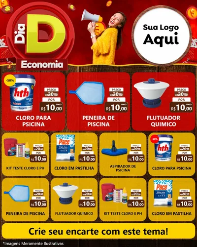 Modelo de Rede Social para Feed Instagram com o tema Dia D Economia para Produtos para Piscina
