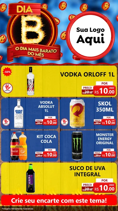 Modelo de TV para TV Vertical com o tema Dia B - O Dia Mais Barato Do Mês para Distribuidora de bebidas