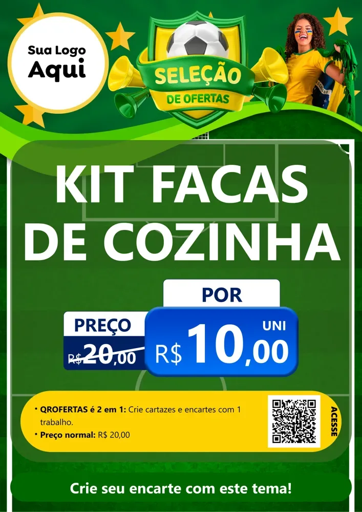 Modelo de Cartaz para Cartaz A4 Vertical com o tema Seleção de Ofertas - Copa para Utilidades Domésticas
