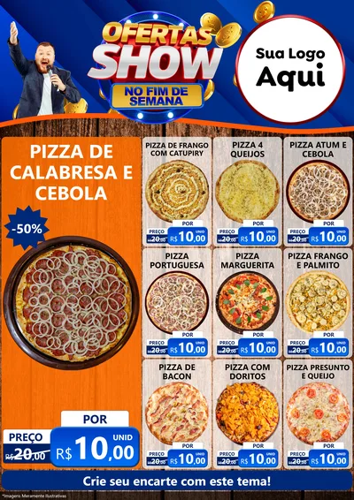 Modelo de Encarte para Encarte A4 Vertical com o tema Ofertas Show No Fim De Semana para Pizzaria