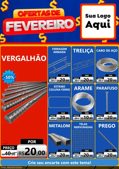 Modelo de Encarte para Encarte A4 Vertical com o tema Ofertas de Fevereiro para Ferragens