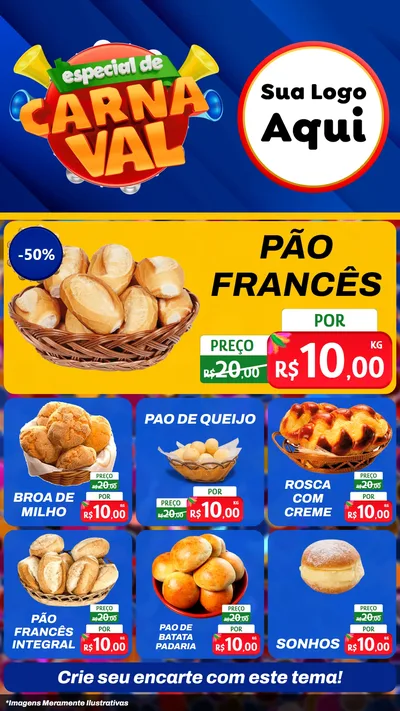 Modelo de Rede Social para Stories com o tema Especial de Carnaval para Padaria