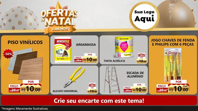 Modelo de TV para TV Horizontal com o tema Ofertas De Natal E Ano Novo para Material para Construção