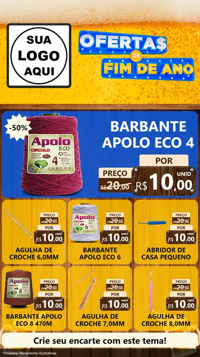 Modelo de Rede Social para Stories com o tema Ofertas de Fim de Ano para Armarinho e Aviamentos