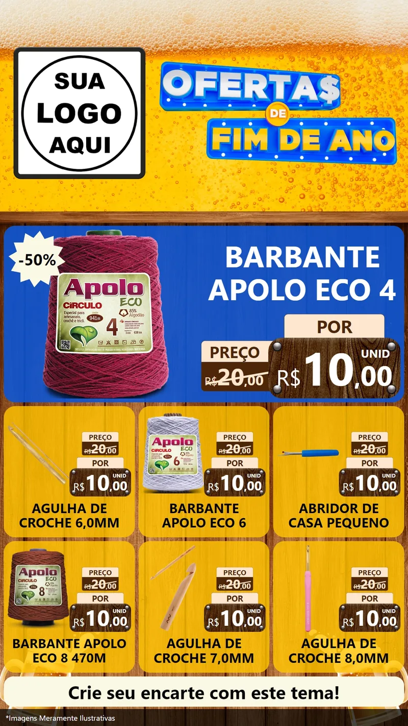Modelo de Rede Social para Stories com o tema Ofertas de Fim de Ano para Armarinho e Aviamentos