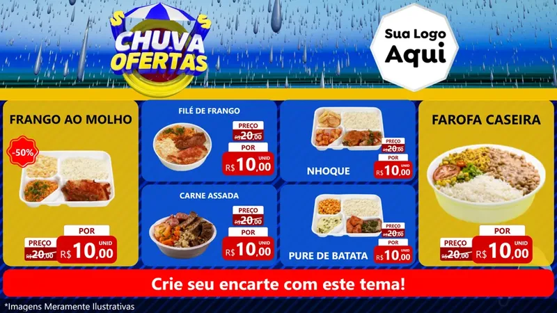 Modelo de TV para TV Horizontal com o tema Chuva de Ofertas para Restaurante