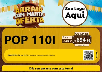 Modelo de Cartaz para Cartaz A4 Horizontal com o tema Ofertas de São João - Junina para Concessionaria de Motos