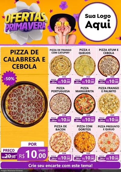 Modelo de Encarte para Encarte A4 Vertical com o tema Ofertas Da Primavera para Pizzaria