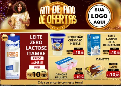 Modelo de Encarte para Encarte A4 Horizontal com o tema Fim de Ano de Ofertas para Frios e Laticínios