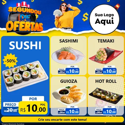 Modelo de Rede Social para Feed Facebook com o tema Segundou de Ofertas para Comida japonesa