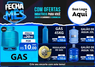 Modelo de Encarte para Encarte A4 Horizontal com o tema Fecha Mês para Água e gás